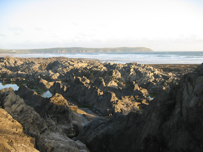 Spectacular rock formations at Woolacombe